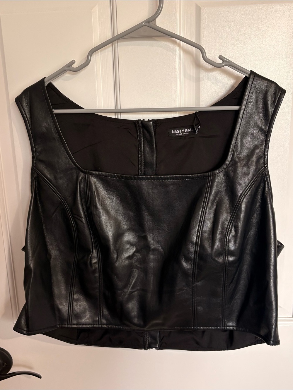 Nasty Gal Cropped Leather Pleather Faux Leather Tank Zipper Back 18 Plus